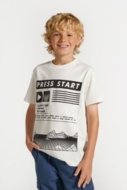 COCCODRILLO t-shirt WORLD OF PIXEL BOY JUNIOR, valged, ZC4143203WBJ-001-164, 164 cm
