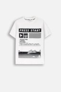 COCCODRILLO t-shirt WORLD OF PIXEL BOY JUNIOR, valged, ZC4143203WBJ-001-164, 164 cm