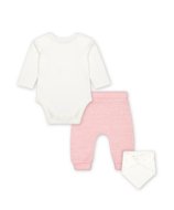 C type MOTHERCARE pikkade varrukatega bodi + püksid + pudipõll, 3tk., VA036 
