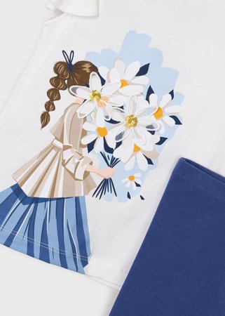 MAYORAL lühikeste varrukatega t-särk + retuusid, porcelain, 3.724-88, 128  cm 