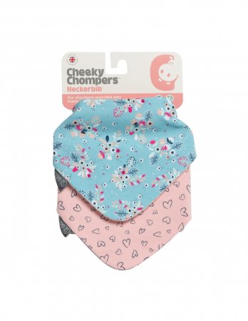 CHEEKY CHOMPERS närimisrätik kaela BOTANICAL BLOOM & MADE WITH LOVE, white/blue, 796 796