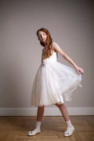 COCCODRILLO varrukateta kleit, valge, suurus 