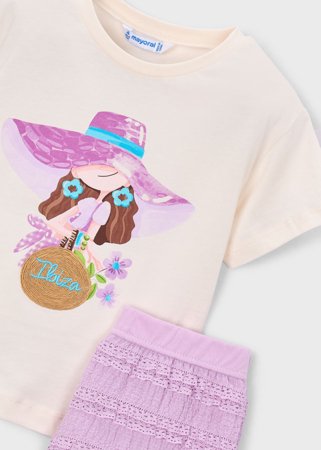 MAYORAL lühikeste varrukatega t-särk +lühikesed püksid, lilac, 3.231-76, 134  cm 