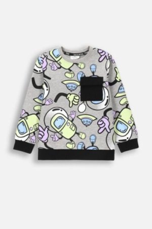 COCCODRILLO sweatshirt WORLD OF PIXEL BOY KIDS, hall, ZC4132101WBK-019-122, 122 cm 