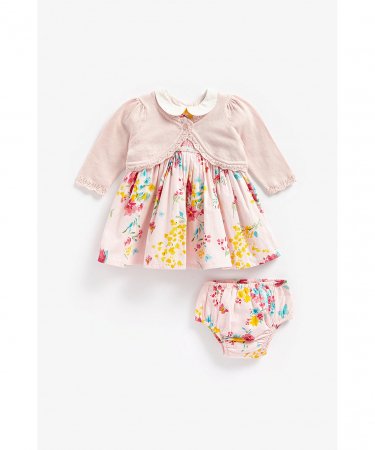 MOTHERCARE lühikeste varrukatega kleit + kardigan + aluspüksid, BB733 567605
