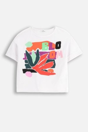 COCCODRILLO lühikeste varrukatega särk MAXITROPIC GIRL JUNIOR, valge, WC5143201MGJ-001-164, 164 cm 