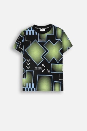 COCCODRILLO t-shirt WORLD OF PIXEL BOY JUNIOR, mustad, ZC4143202WBJ-021-164, 164 cm 