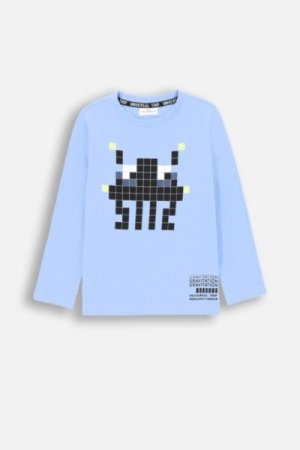 COCCODRILLO t-shirt WORLD OF PIXEL BOY KIDS, sinised, ZC4143101WBK-014-122, 122 cm 