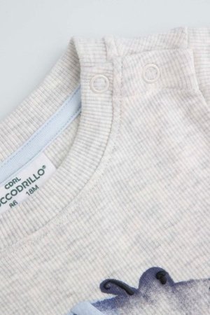 COCCODRILLO pikkade varrukatega beež särk SAGE TIME BOY NEWBORN, kreemjas, WC5112102SBN-002-080, 80 cm 