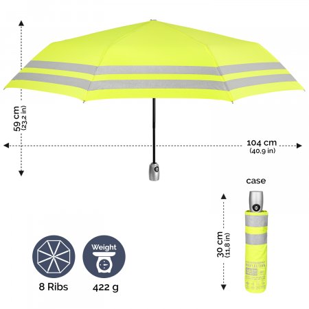 PERLETTI Mini kollane helkurvihmavari 58/8, 21739 21739