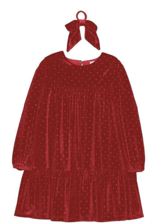 MAYORAL pikkade varrukatega kleit ja juuksekumm, red, 7.049-56, 104  cm 