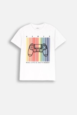COCCODRILLO t-shirt EVERYDAY BOY A, valged, ZC4143211VBA-001-152, 152 cm 