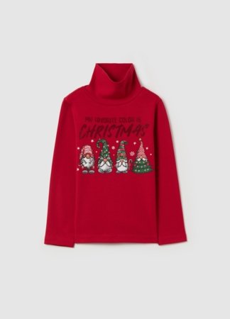 OVS Pikkade varrukatega ja kõrge kraega T-särk, punased, 140 cm, 002161180 